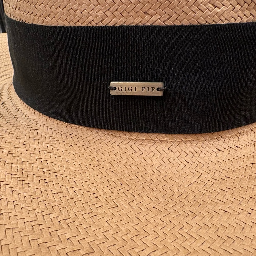NWT- Gigi Pip Meredith Tan-wide brim Panama hat tan - Picture 2 of 8